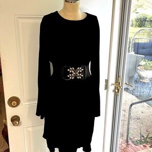 Eileen Fisher Black Dress with Embellished Belt
